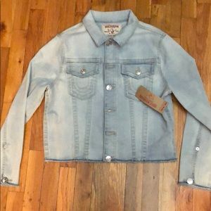 True Religion Soft Denim Jacket with Frayed Edges